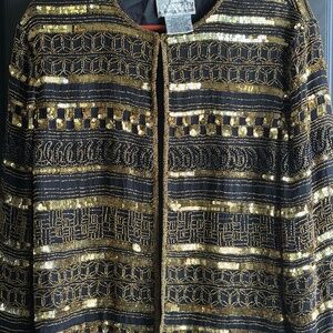 VTG 1996 Papell Boutique Black/Gold Evening Jacket
